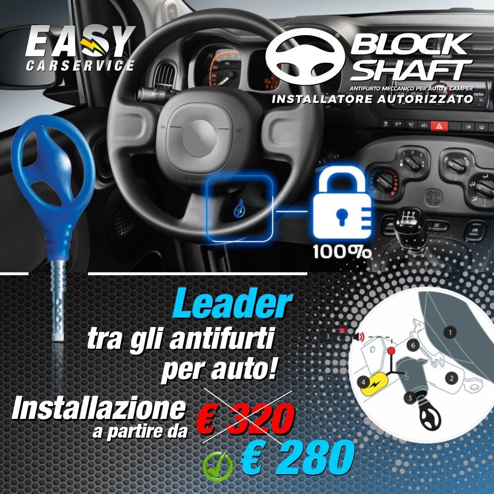 Promo Easy Car Service Proteggi la tua auto con Block Shaft - Antifurto meccanico tra i piu' sicuri al mondo
